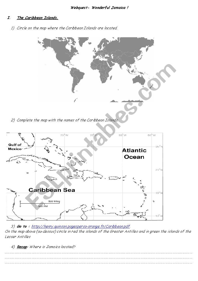 Webquest - Jamaica worksheet
