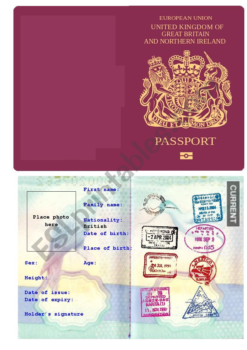 Passport Role play worksheet