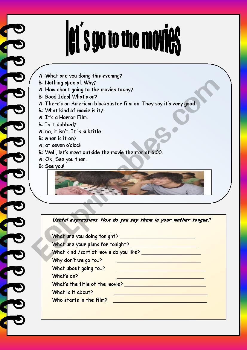 Going to the movies worksheet