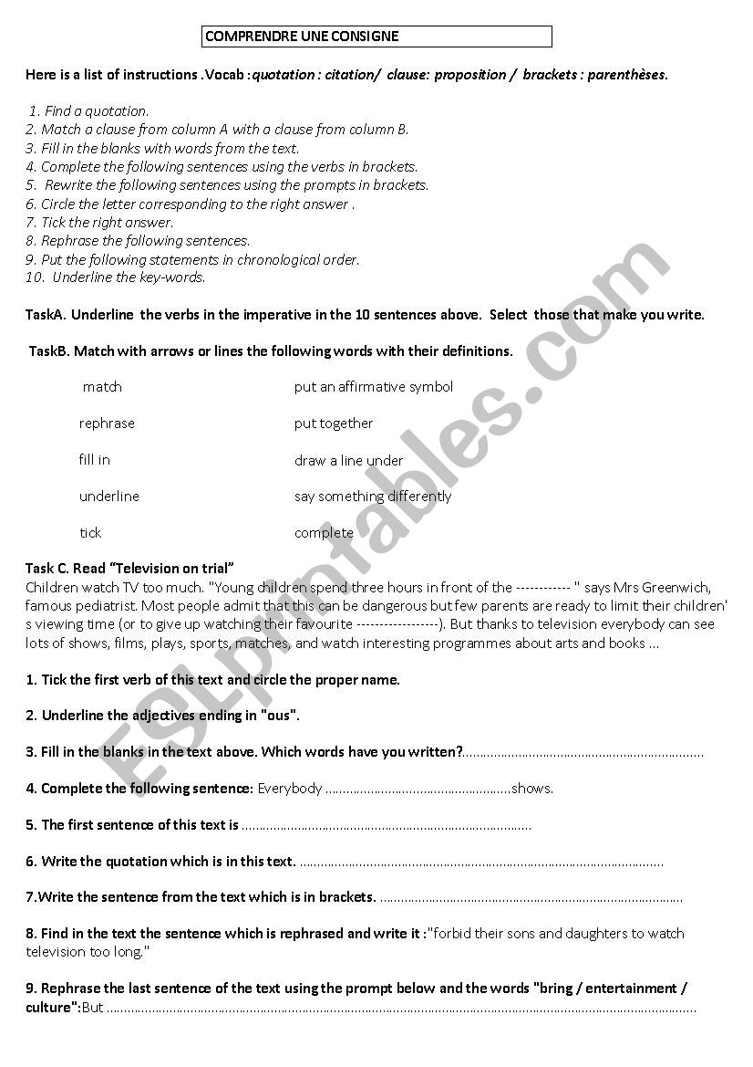 Classrooom English worksheet