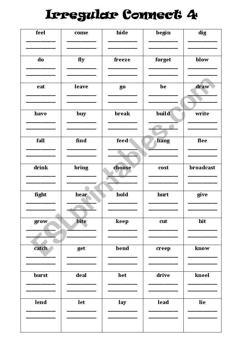 Connect 4 with Irregular Verbs