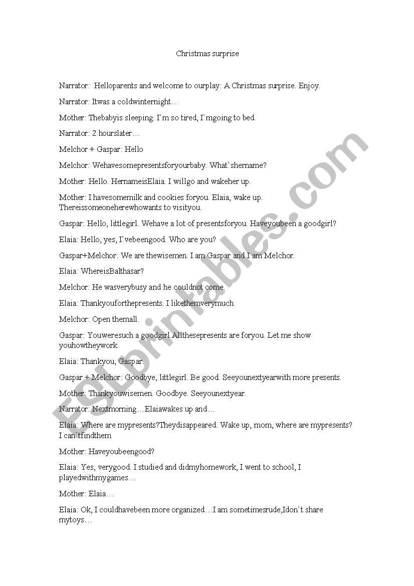 Christmas surprise worksheet