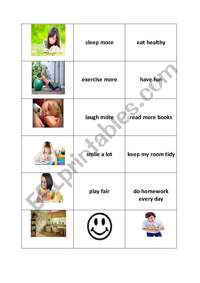 Memory game: resolutions worksheet