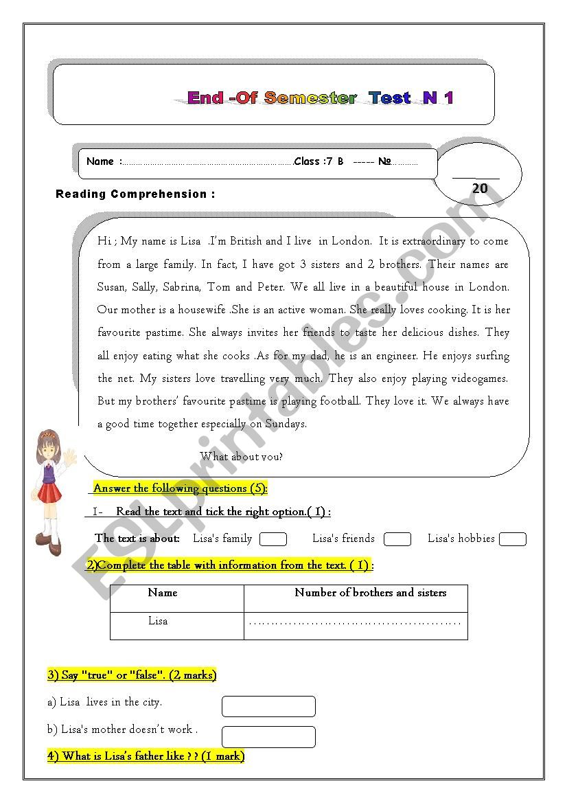  end of semester test n 1  worksheet