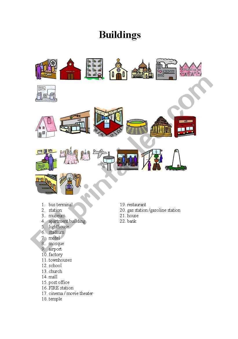 Buildings worksheet