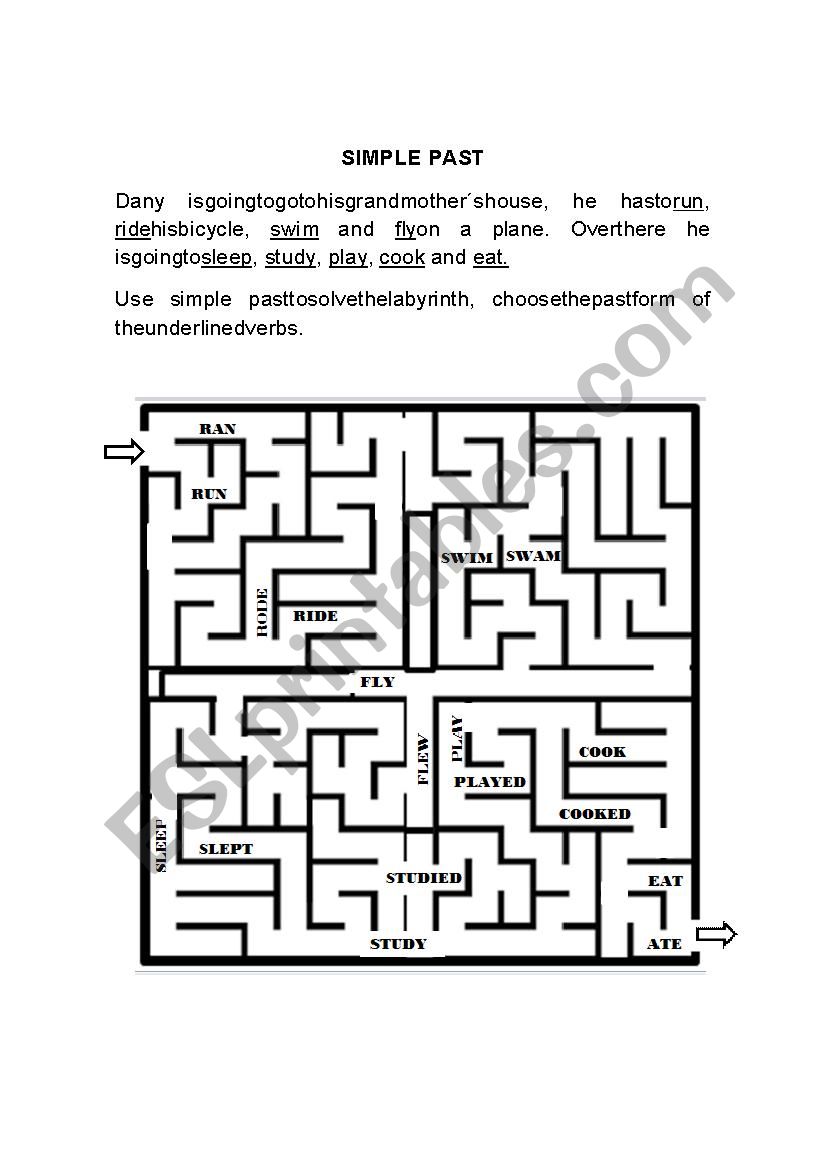 SIMPLE PAST MAZE worksheet