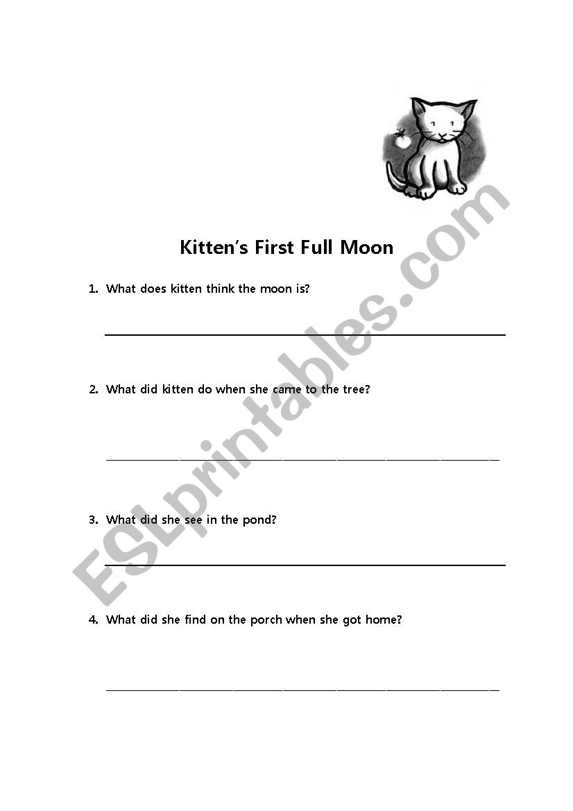 Kittens First Full Moon - Comprehension Qs