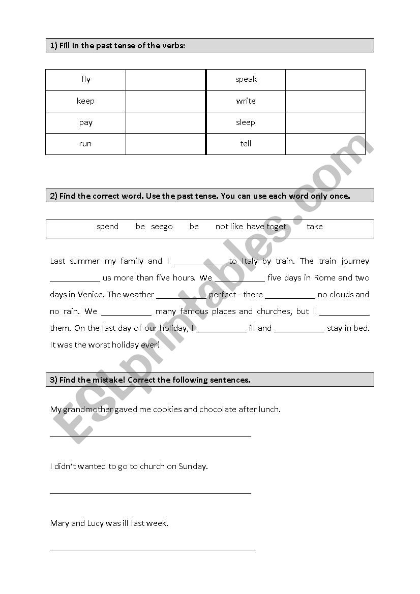 Past Tense Simple Practice (Level A1-A2, elementary) 