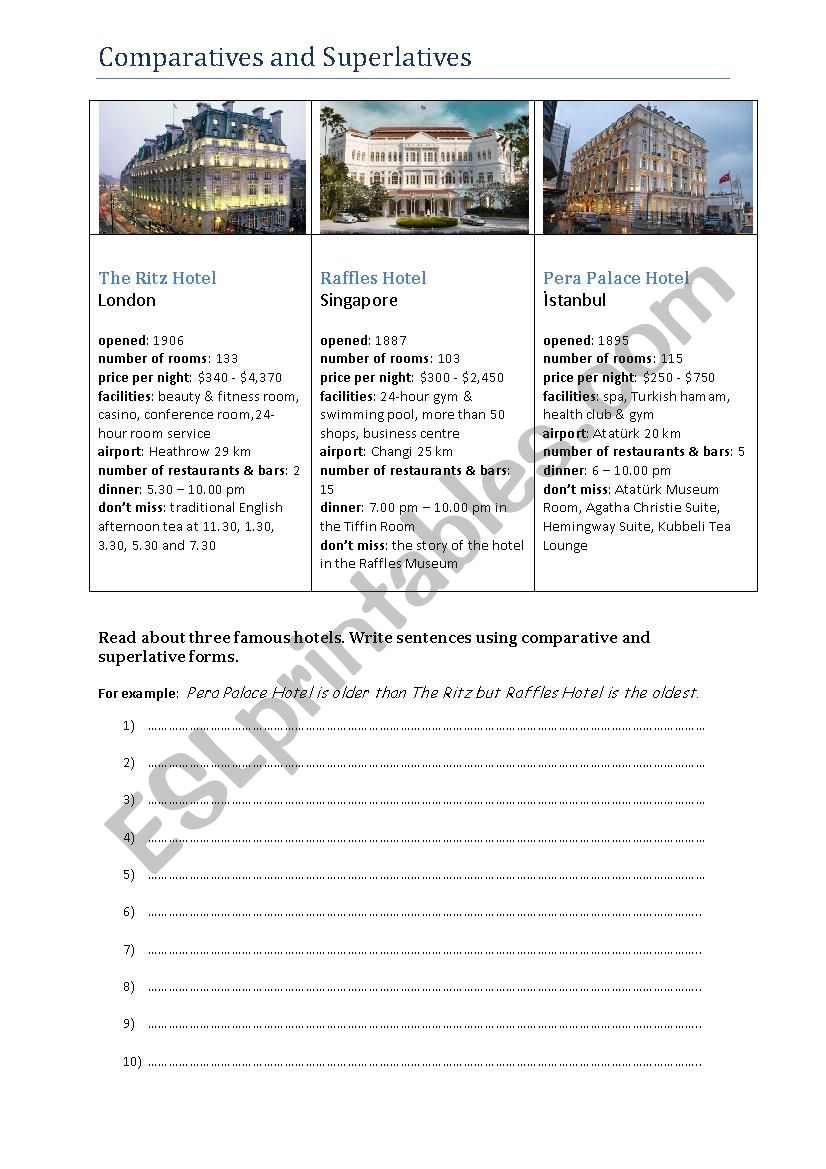 Comparatives and Superlatives worksheet