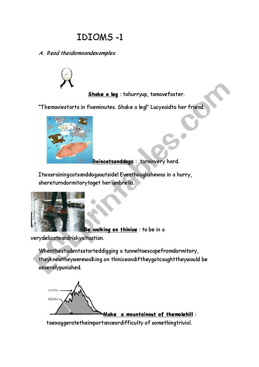 IDIOMS -1 worksheet