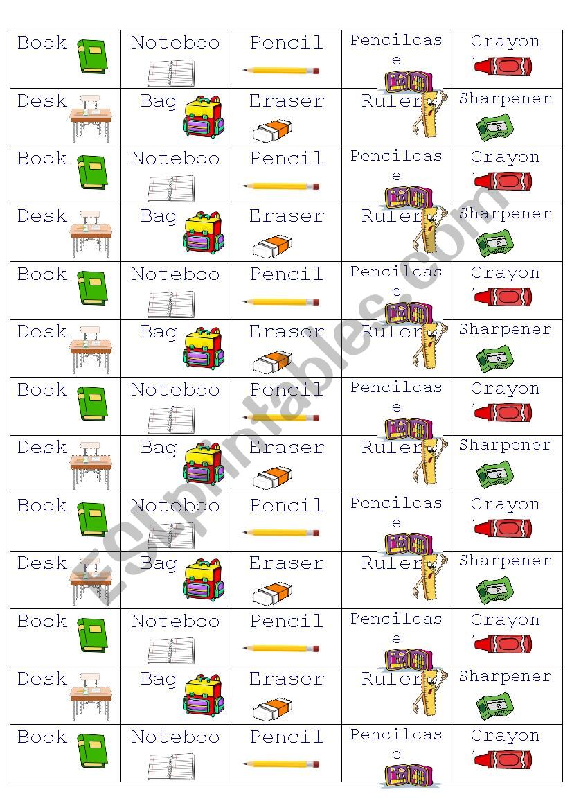 classroom objects sticker worksheet