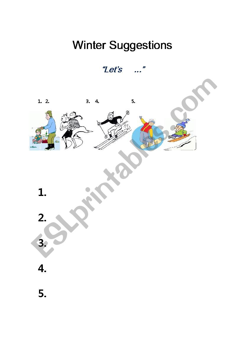 Winter Suggestions worksheet
