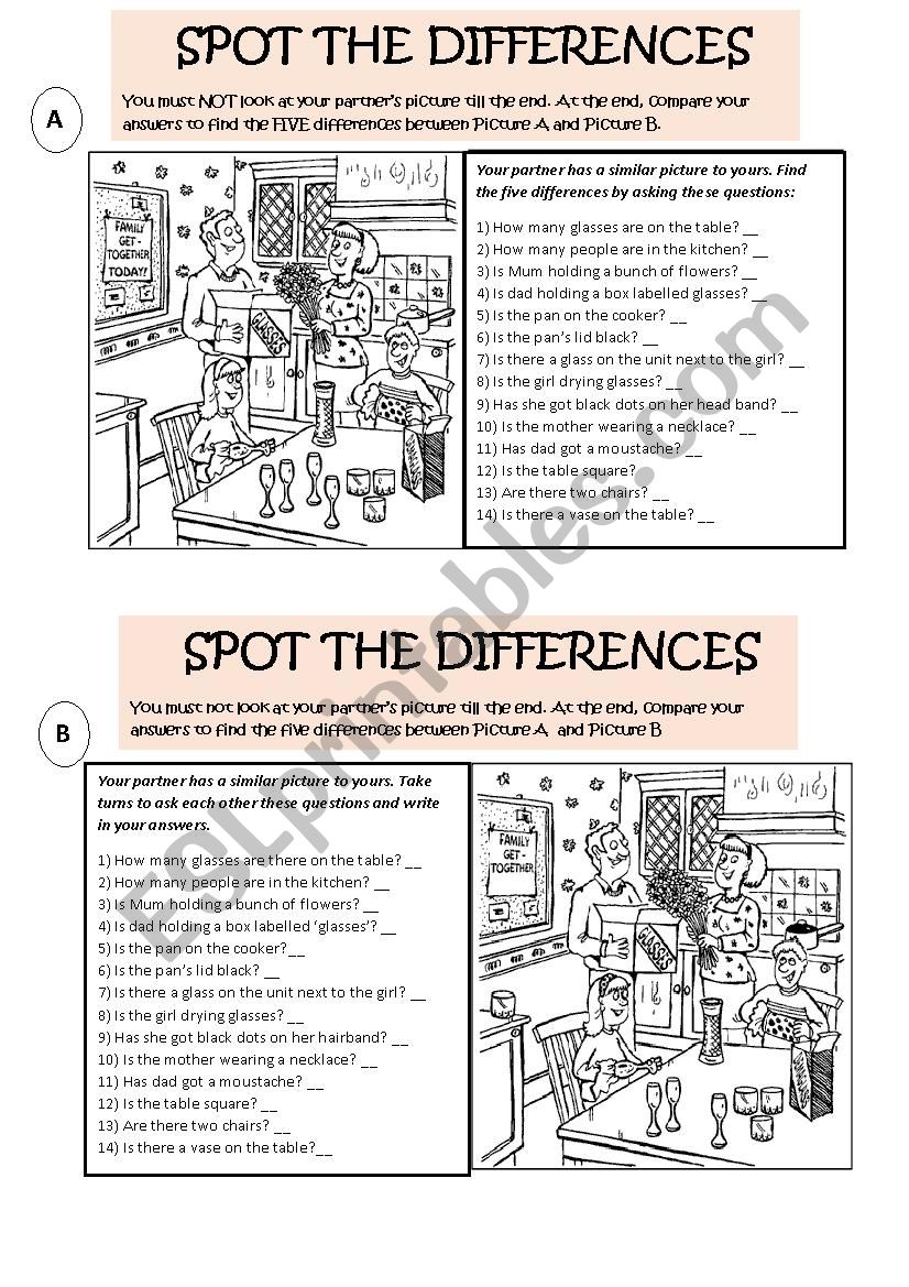 Spot the Differences worksheet