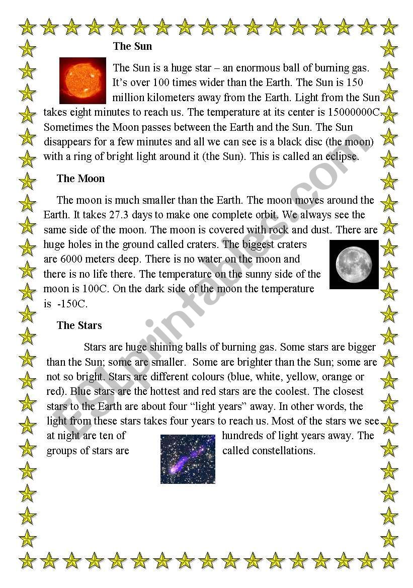 The Sun The Moon The Stars worksheet