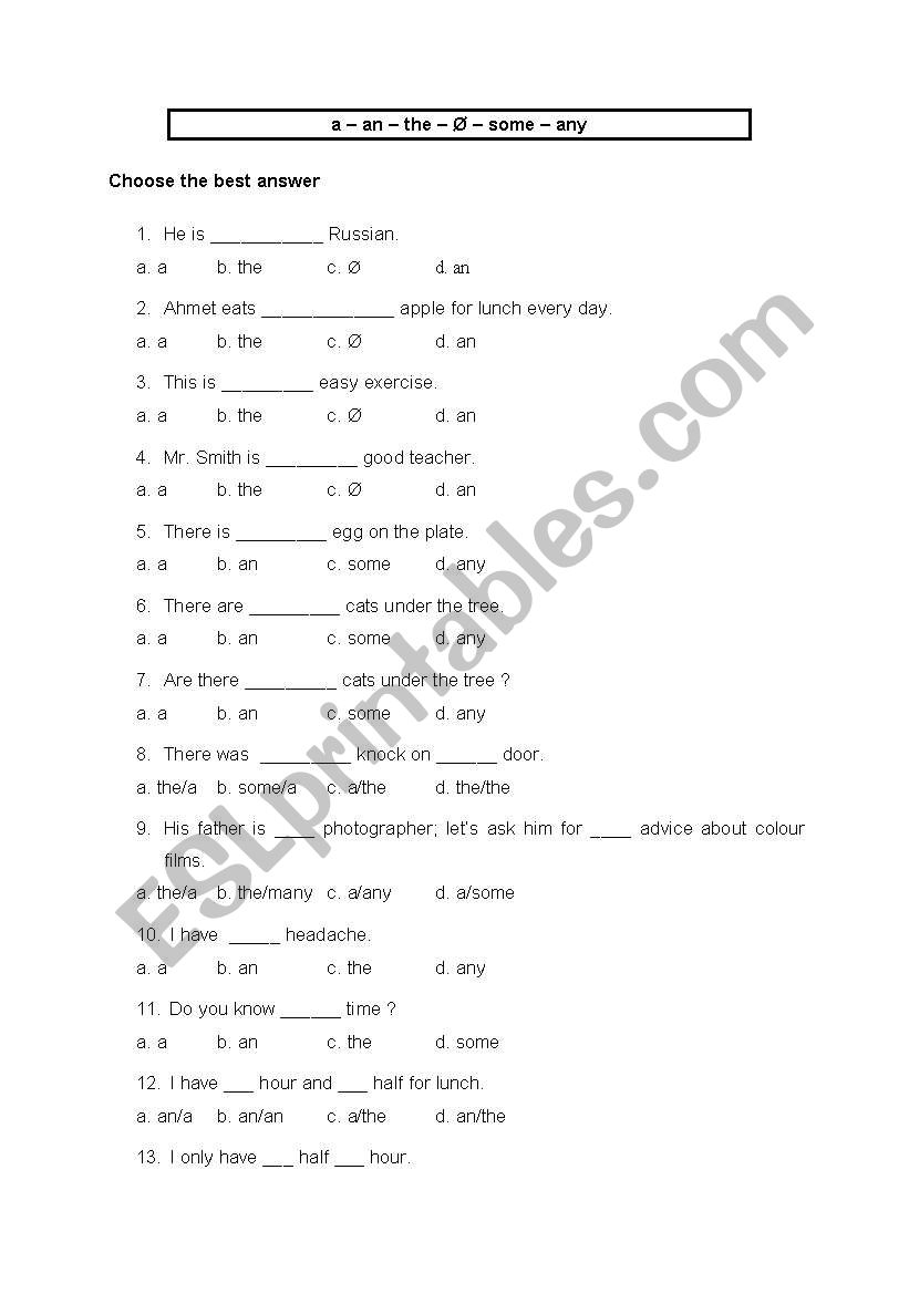 articles/some-any worksheet
