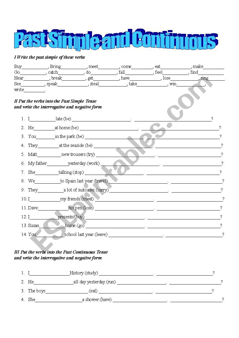 Past Simple and Past Continuous Tense