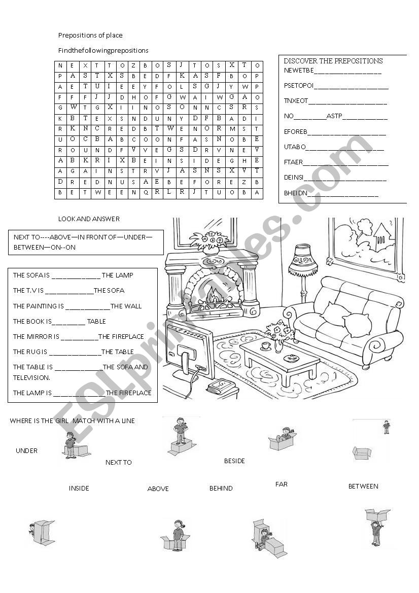 PREPOSITIONS OF PLACE  worksheet