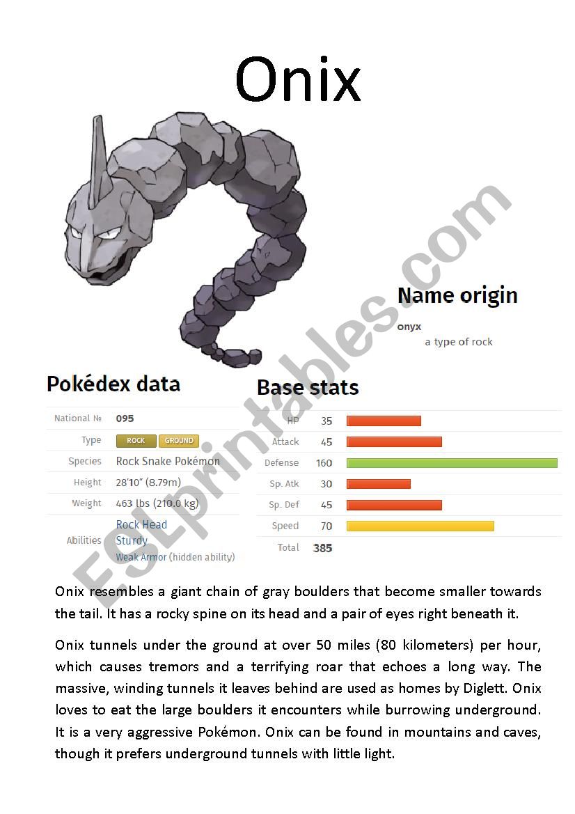 Pokémon Database (5 of 8) - ESL worksheet by Ipsagel