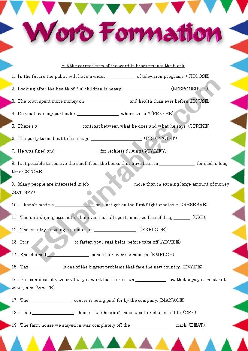 Word Formation worksheet