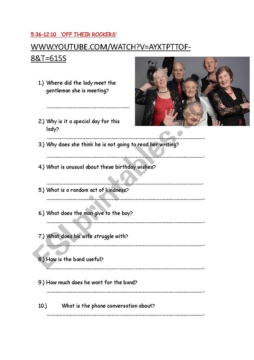 Off their rockers worksheet