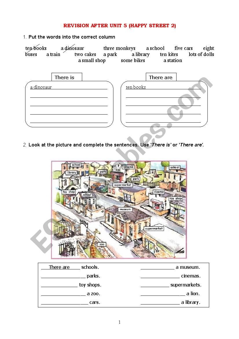 Revision after Unit 5 of Happy Street 2