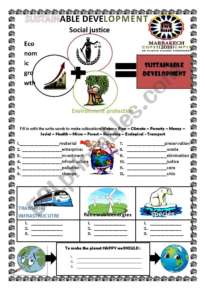 Sustainable development vocab worksheet