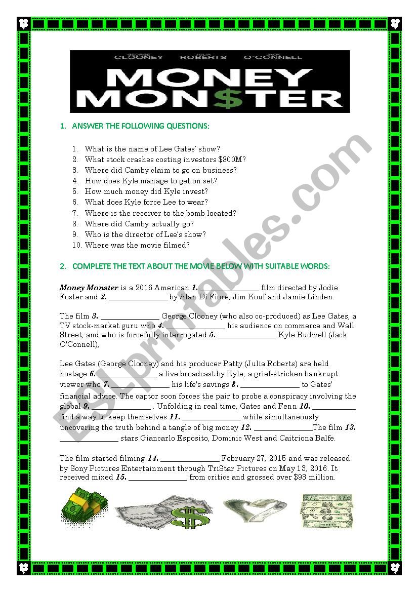 Moviesheet - Money Monster (with key)