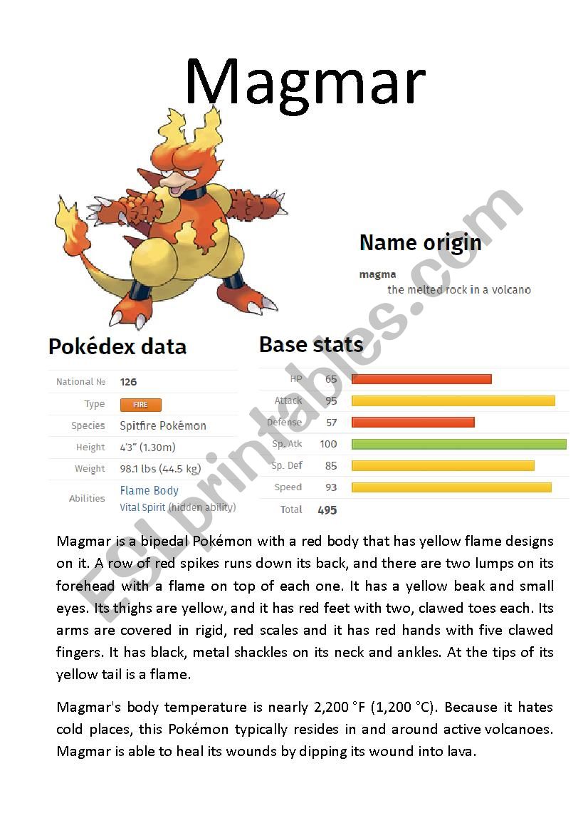 Pokmon Database (7 of 8) worksheet