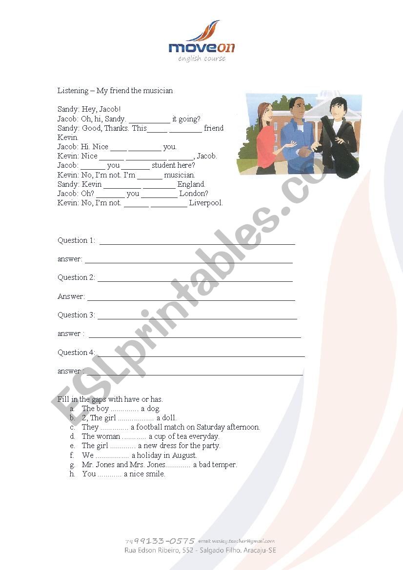 Listening worksheet