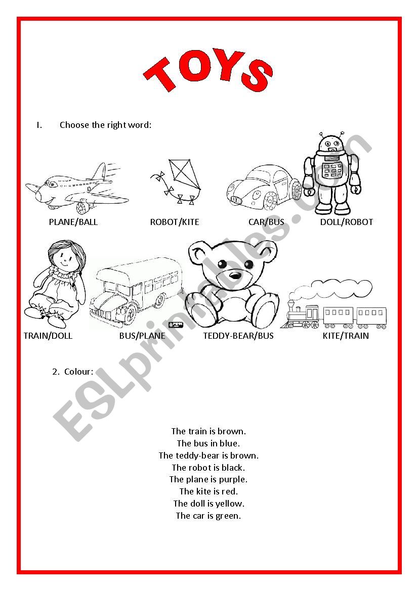 TOYS worksheet