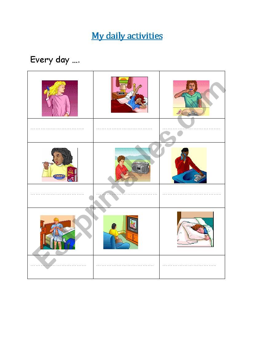 My daily Activities worksheet