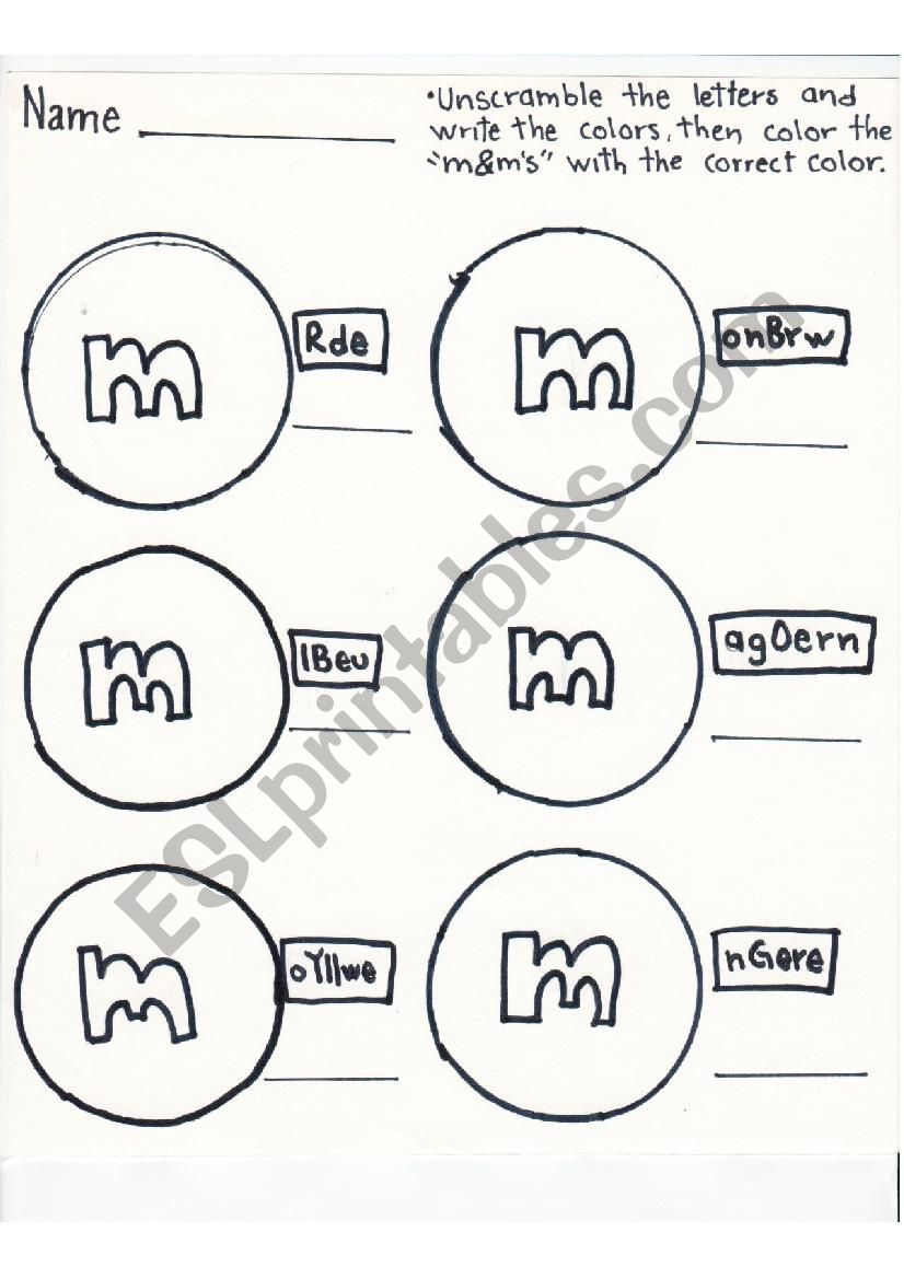 The colors worksheet