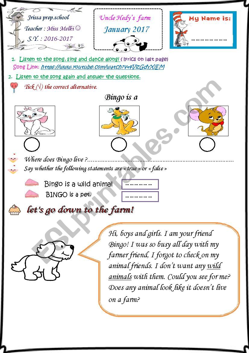 Uncle hedys farm ( module three,section two Tunisian programme)