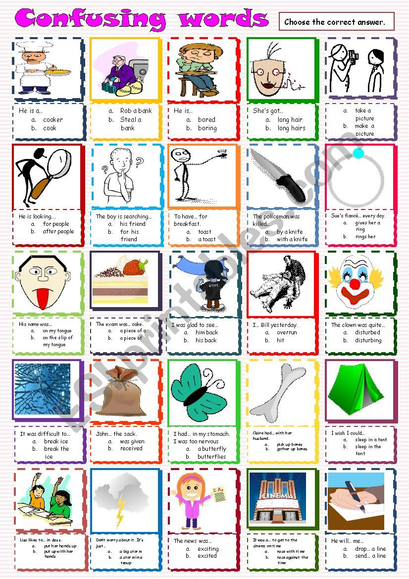 Confusing words - multiple choice