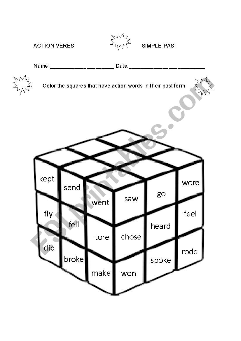 Rubik Verbs worksheet