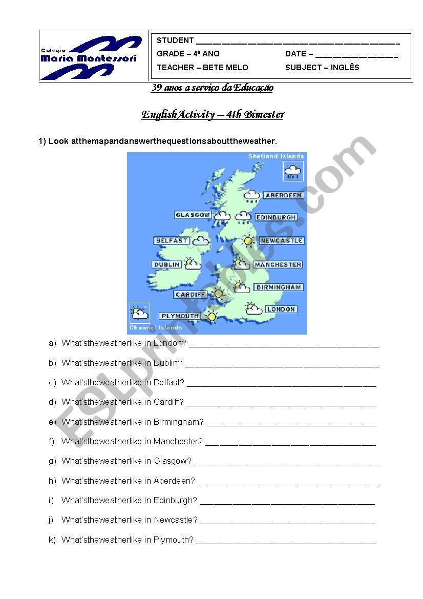 Weather Forecast worksheet