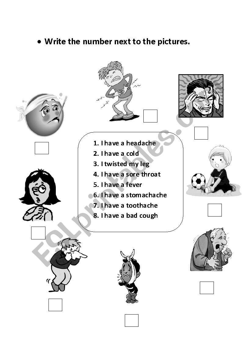 health problems worksheet