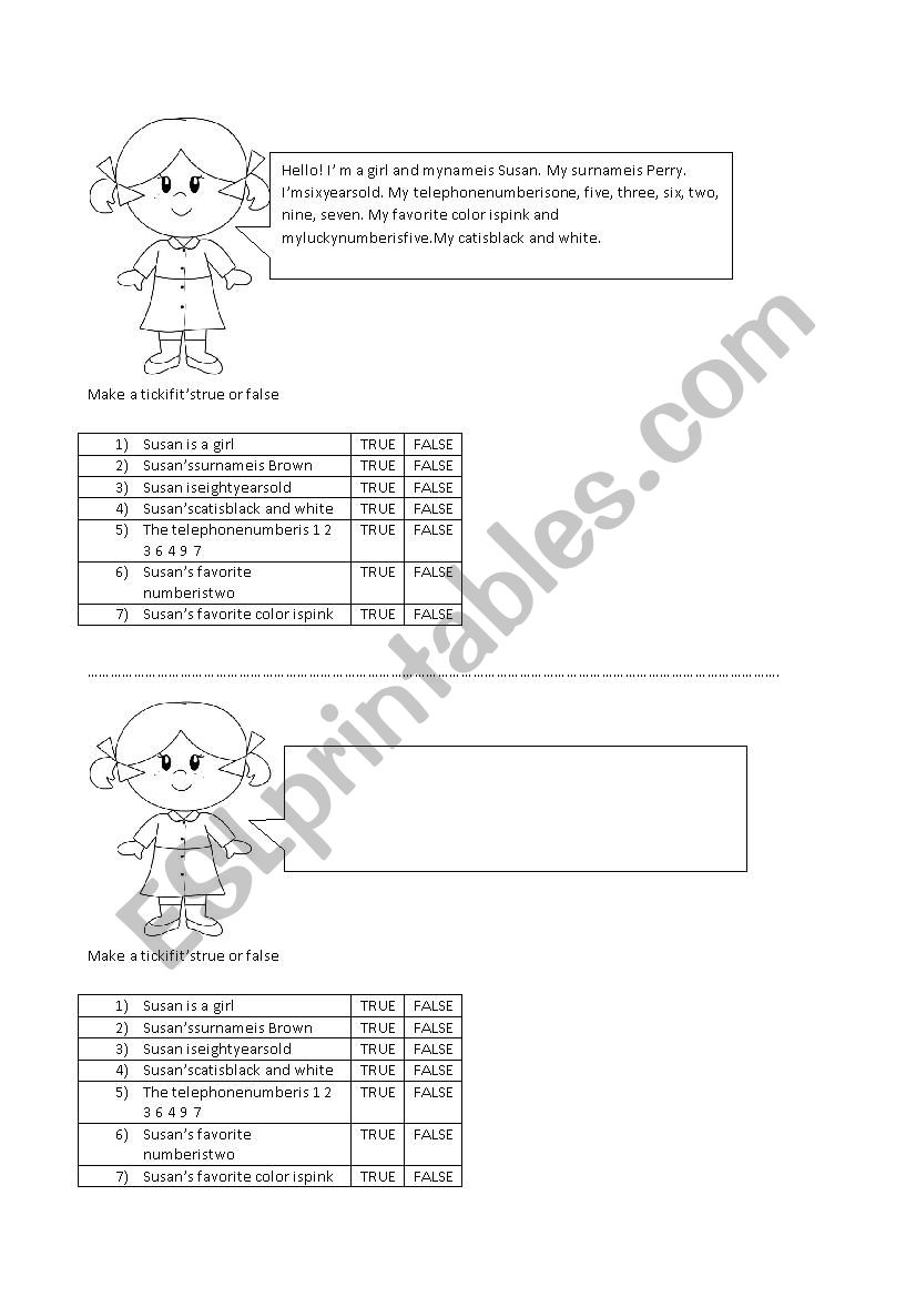 comprehension-presentation worksheet