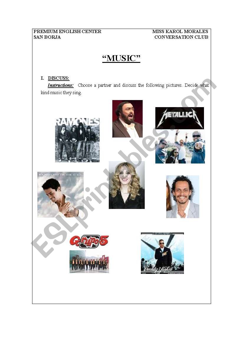 music worksheet