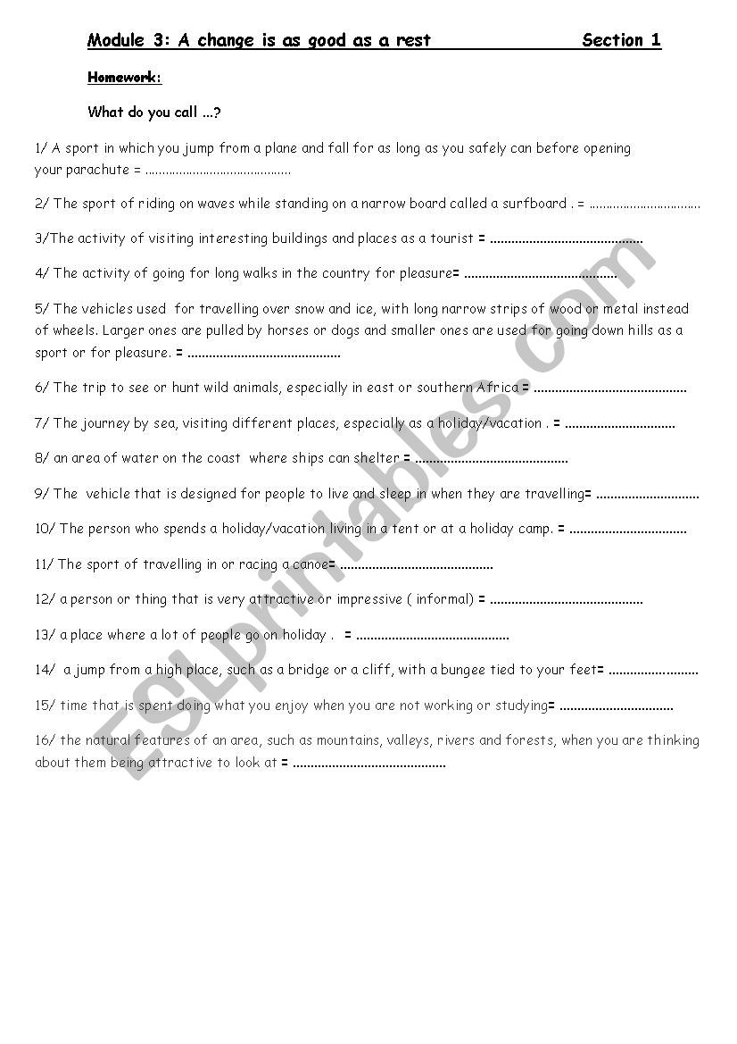 Module3/ Section1 worksheet