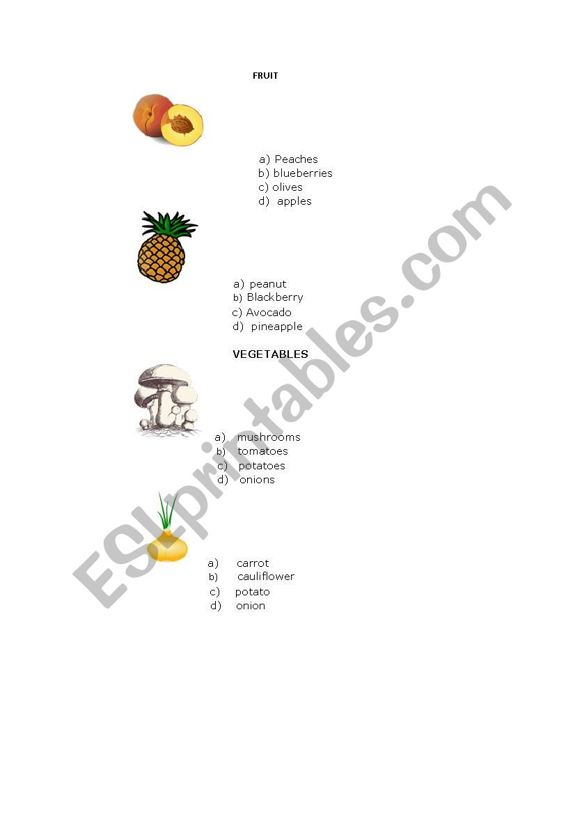 Food vocabulary worksheet