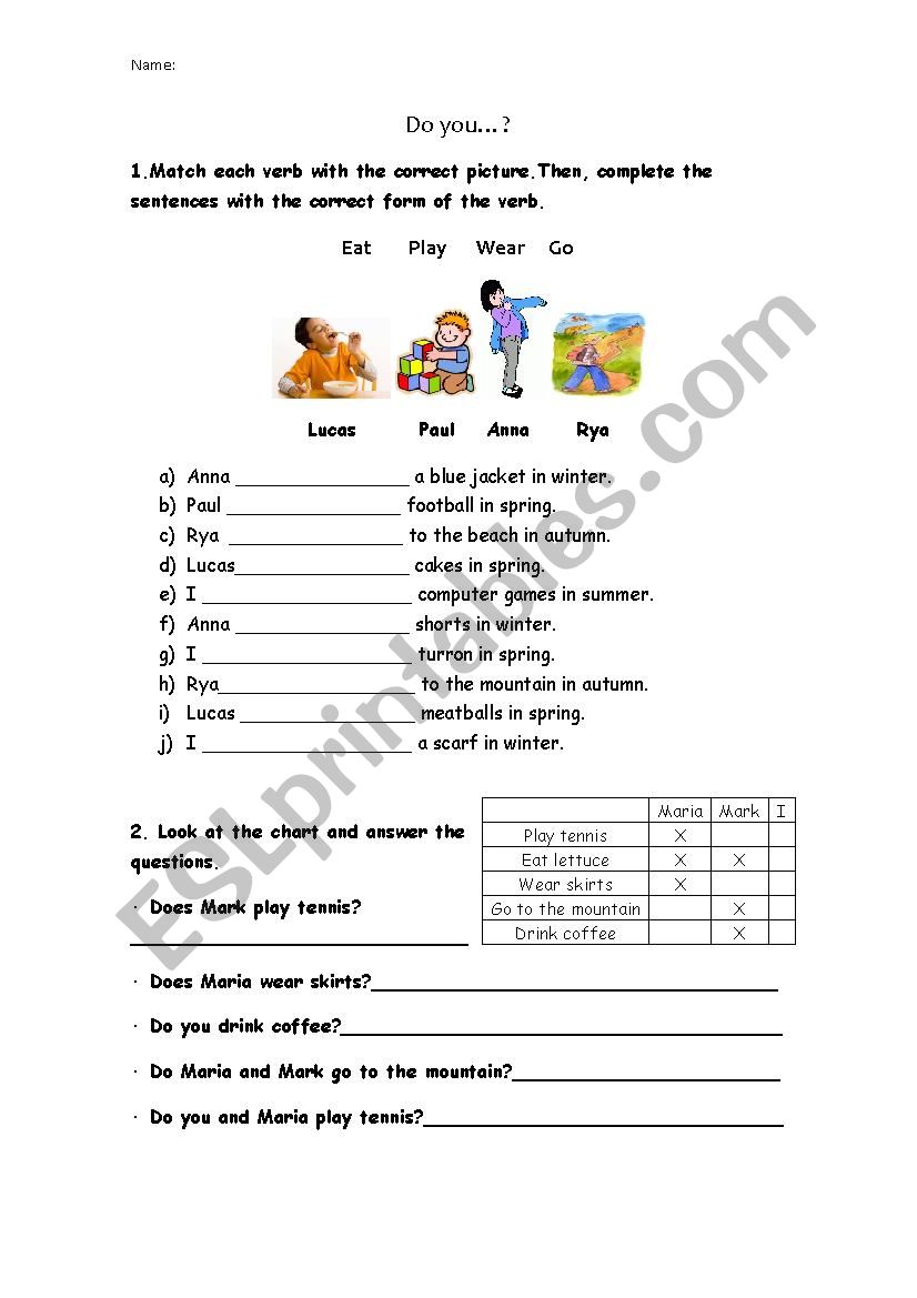 Present simple worksheet