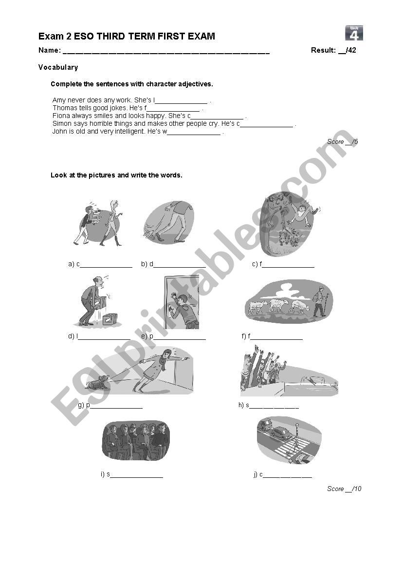 exam worksheet