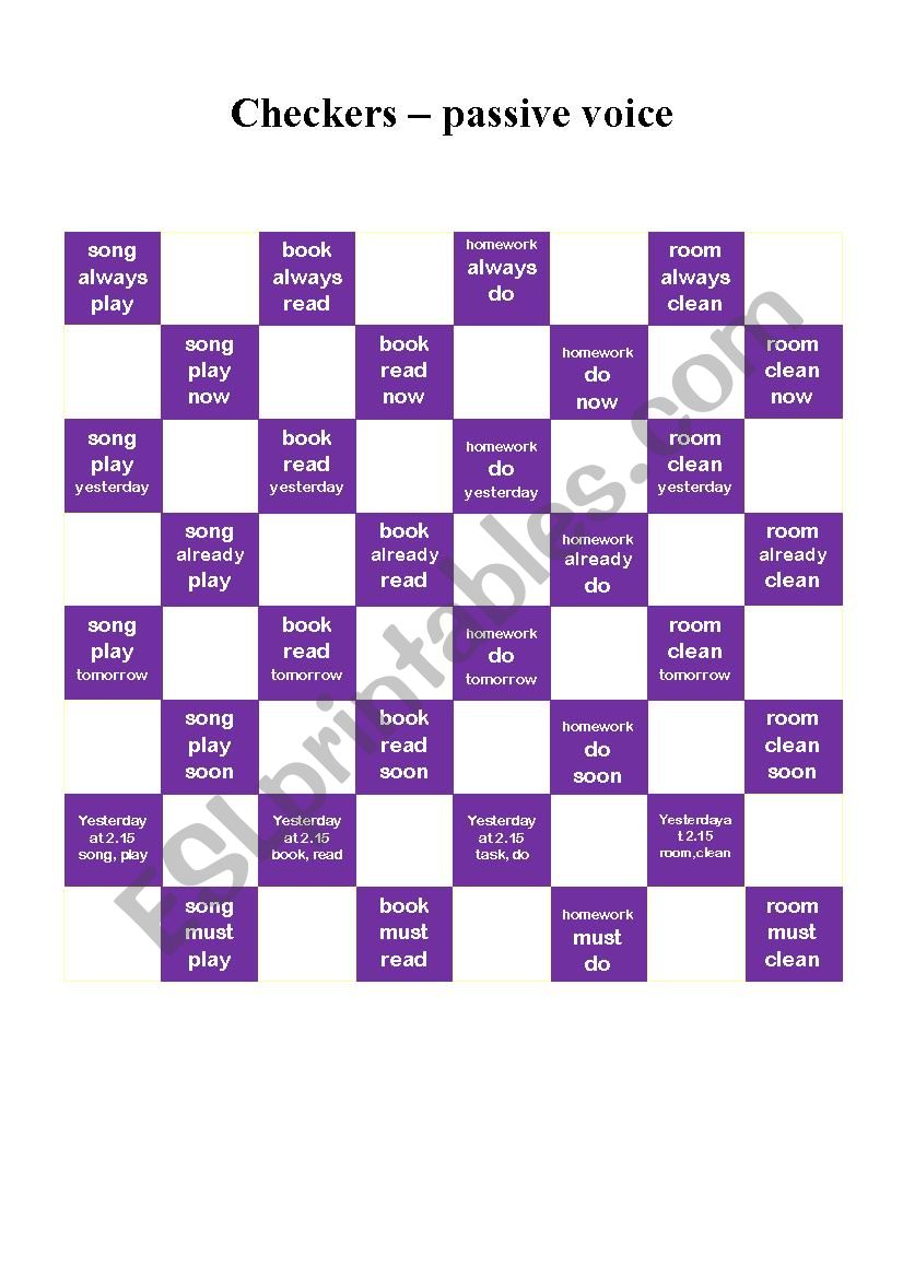 Checkers - passive voice worksheet