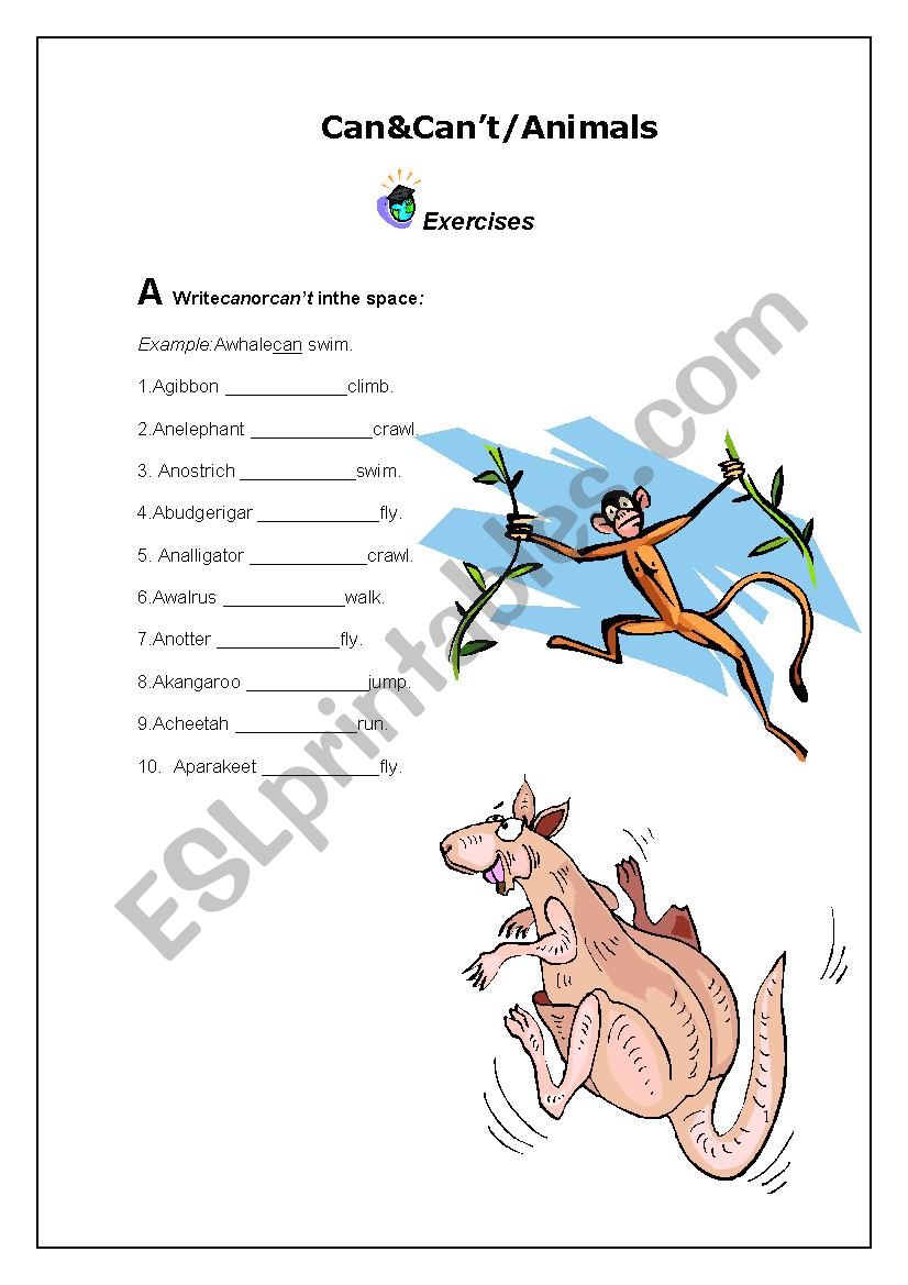 can/cant worksheet