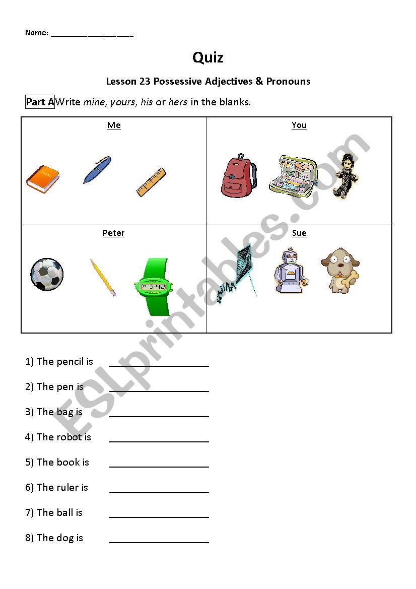 Possessive Adjectives and Pronouns