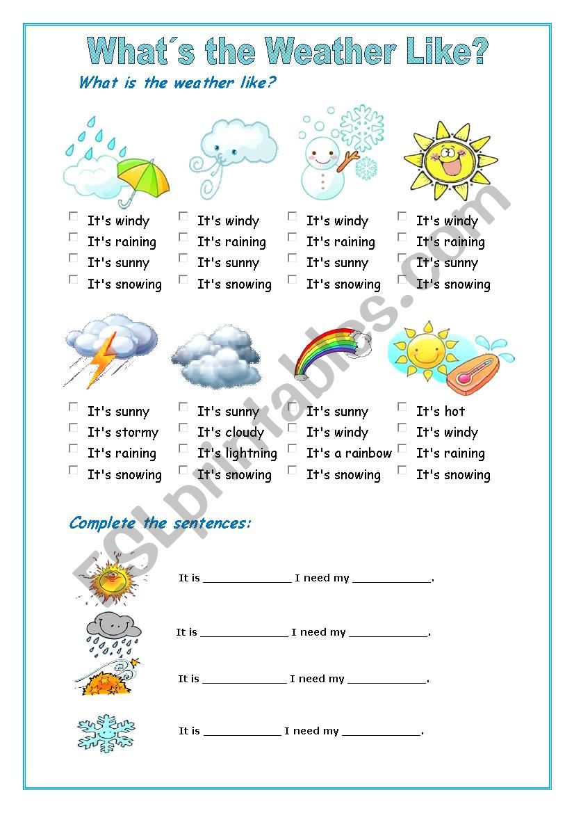 The weather for kids worksheet