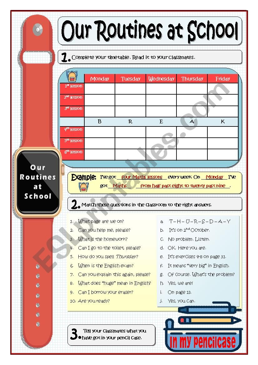 OUR ROUTINE AT SCHOOL worksheet