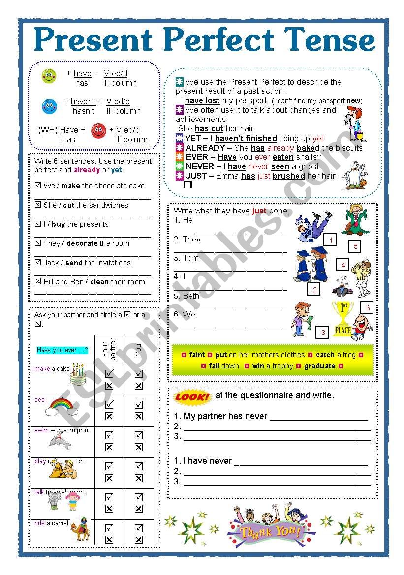 PRESENT PERFECT TENSE worksheet