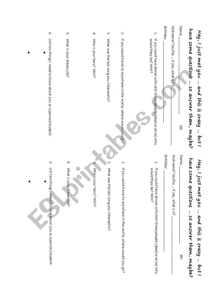 About ME worksheet